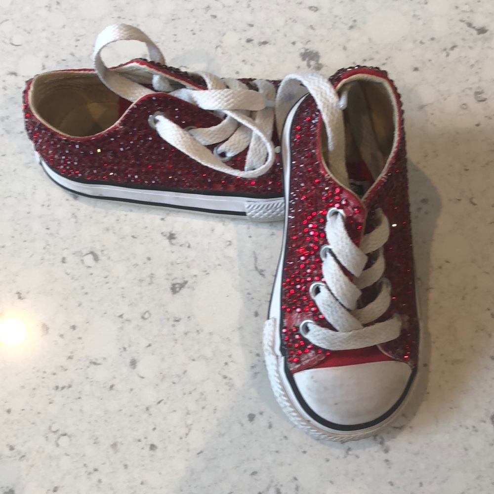 Custom Toddler Converse size 5 - red rhinestone